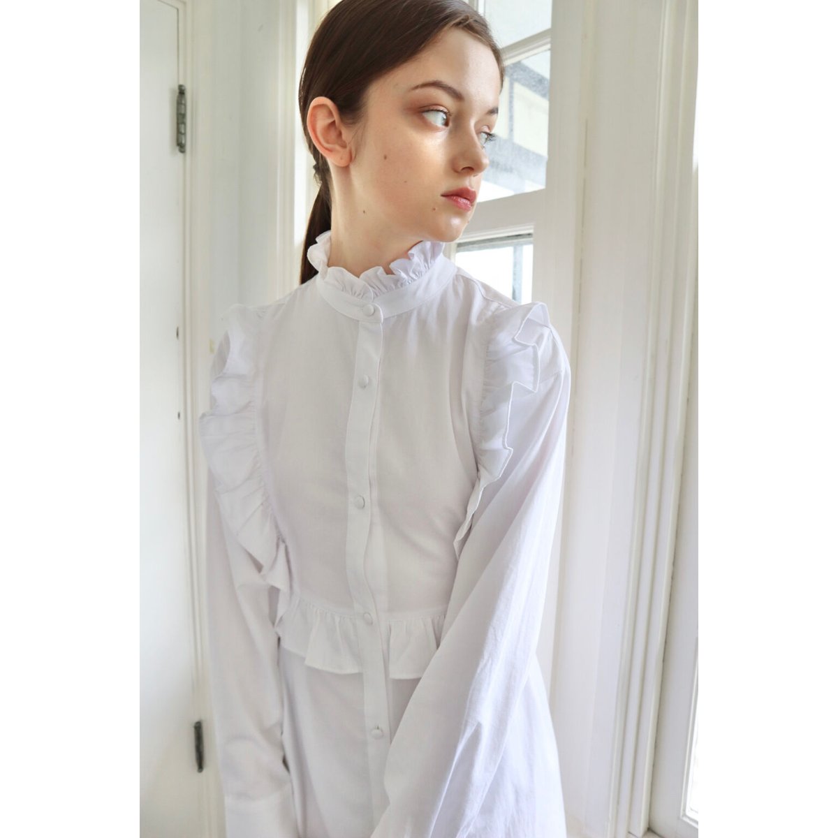 Acka.｜frill shirt one-piece 美品 Acka frill shirt one-piece タグ