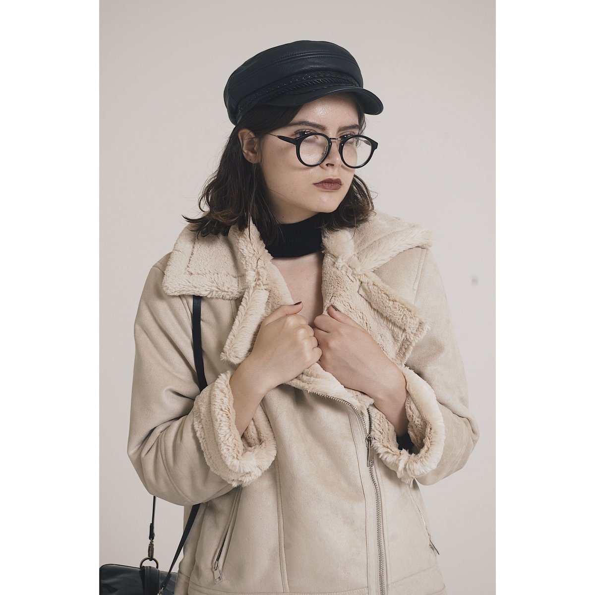 mouton fur coat beige | épine