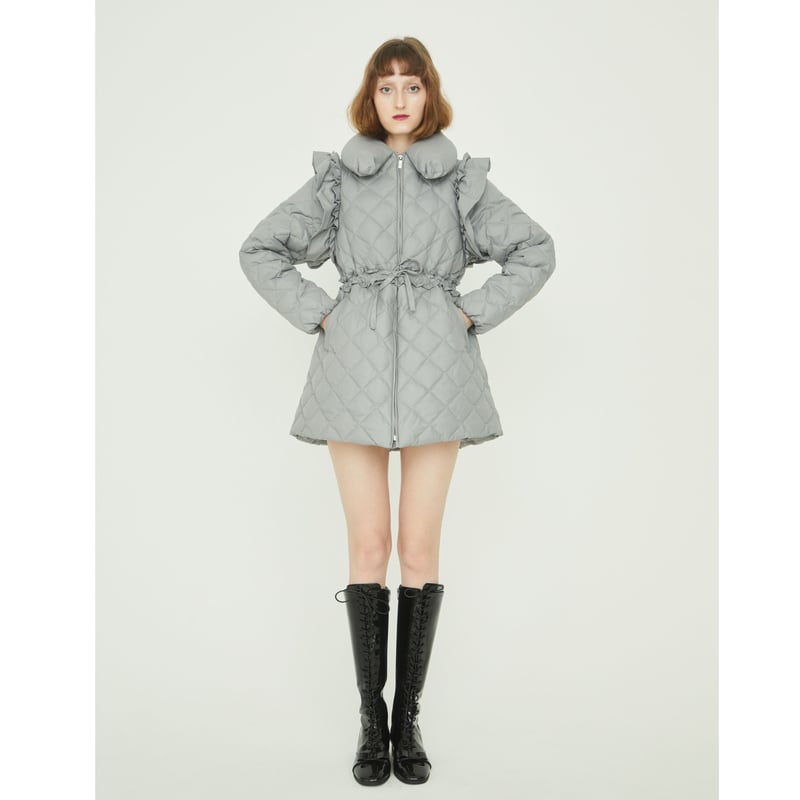 é zipper quilting long down coat gray | épine