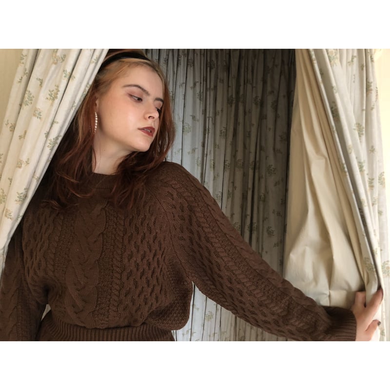loose cable knit brown | épine