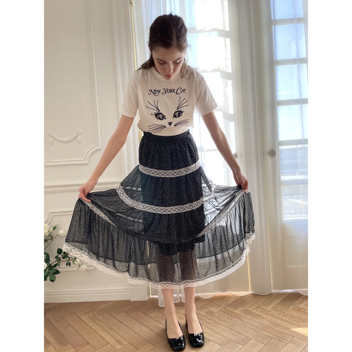pheeny Print chiffon tiered skirtロングスカート PHEENY/PRINT CHIFFON TIERED SKIRT(MULTI)