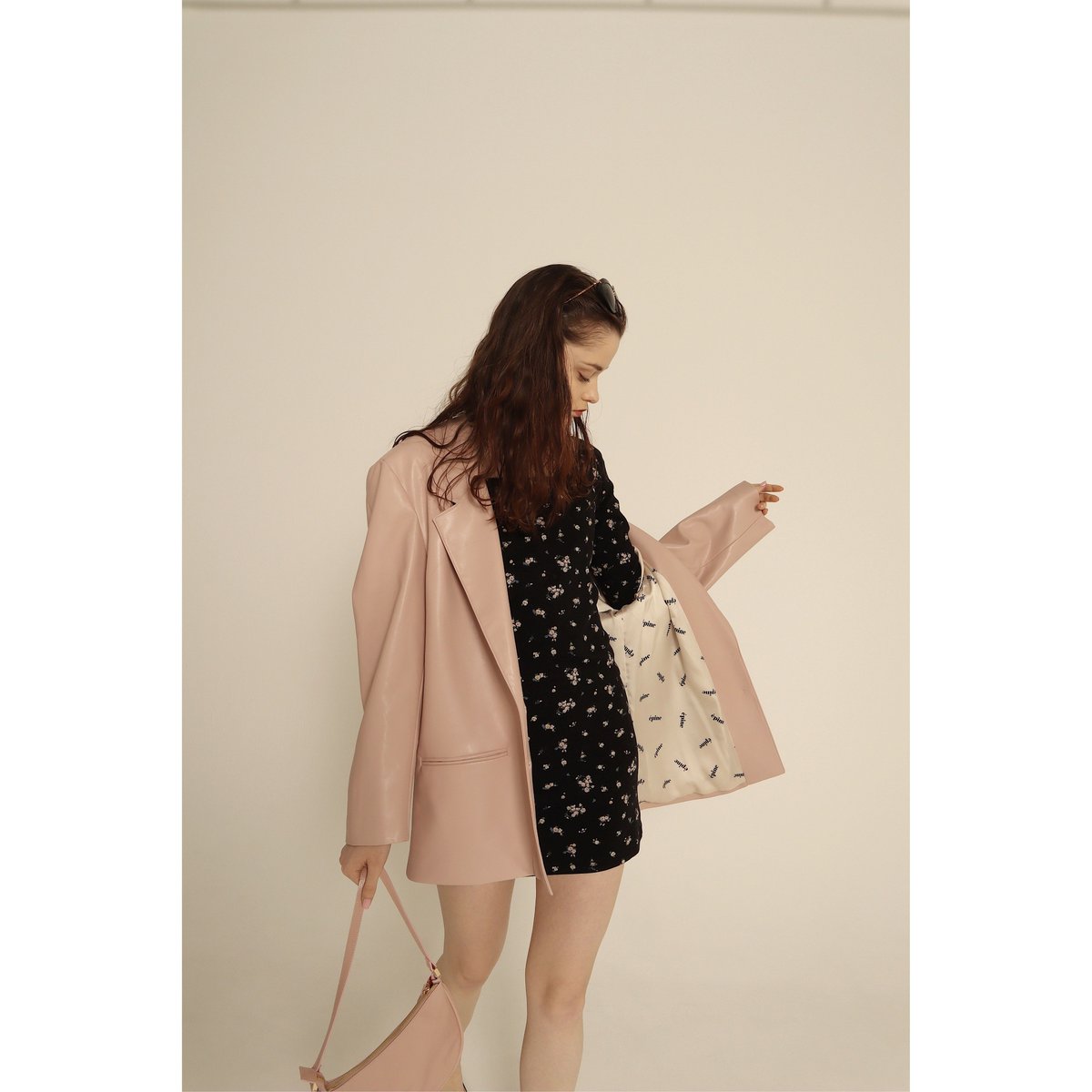 épine logo lining leather jacket pink épine logo lining leather jacket pink