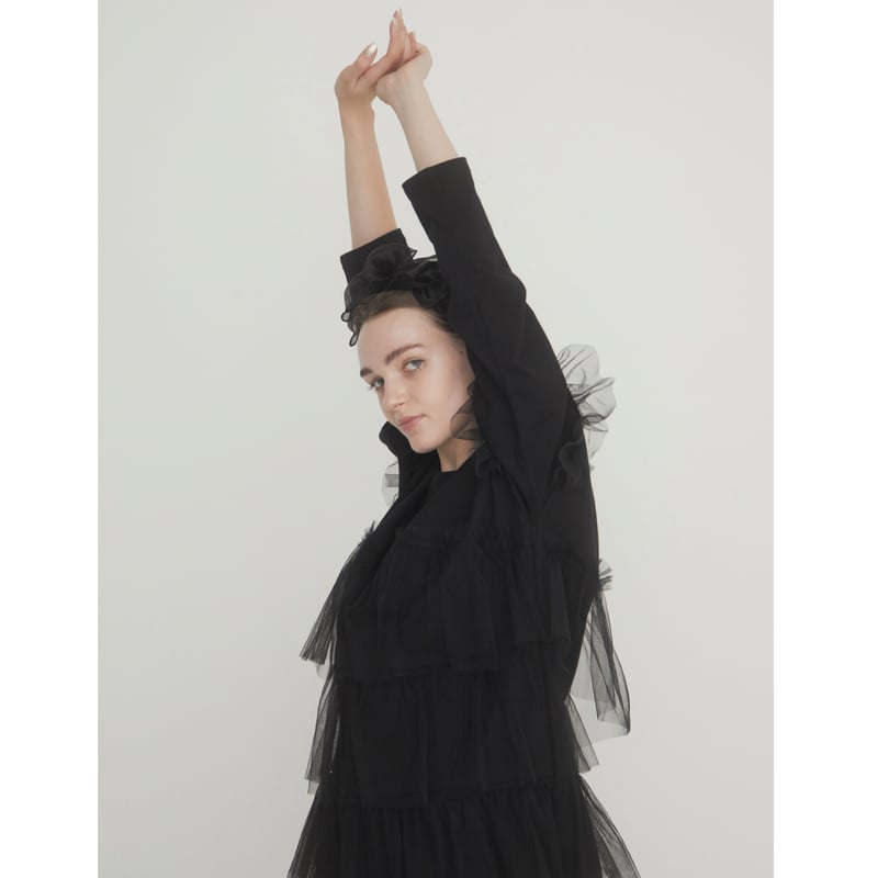 epine é tulle frill long tee グレー