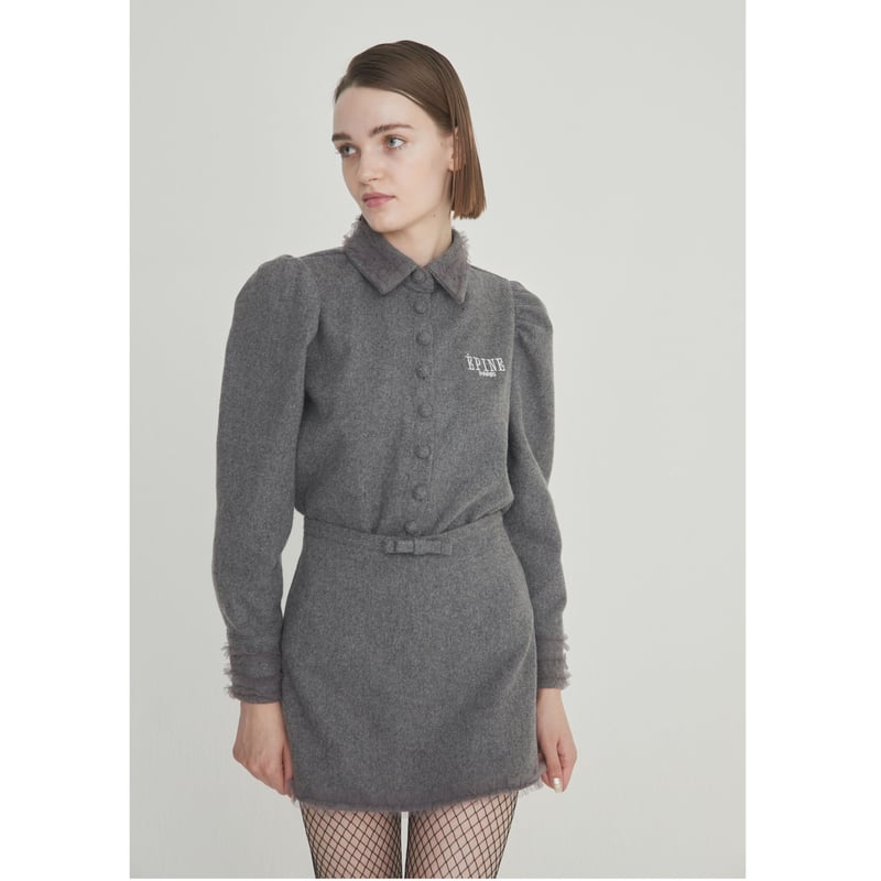 ÉPINE PARIS tulle wool blouse romance gray | épine
