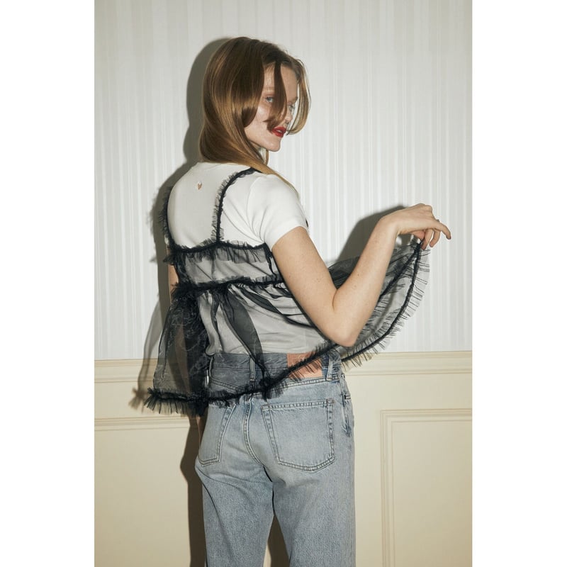 エピヌ epine all tulle frill blouse black epine エピヌ all tulle frill blouse BLACK