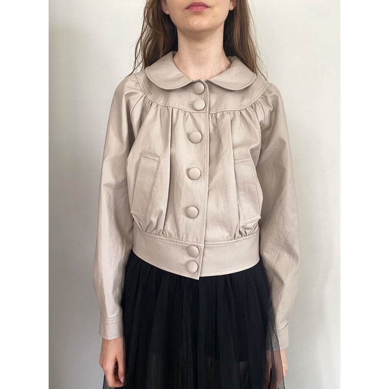 leather lady jacket grayish beige | épine