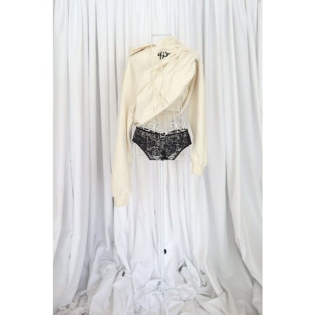 Eé hoodie ivory×black