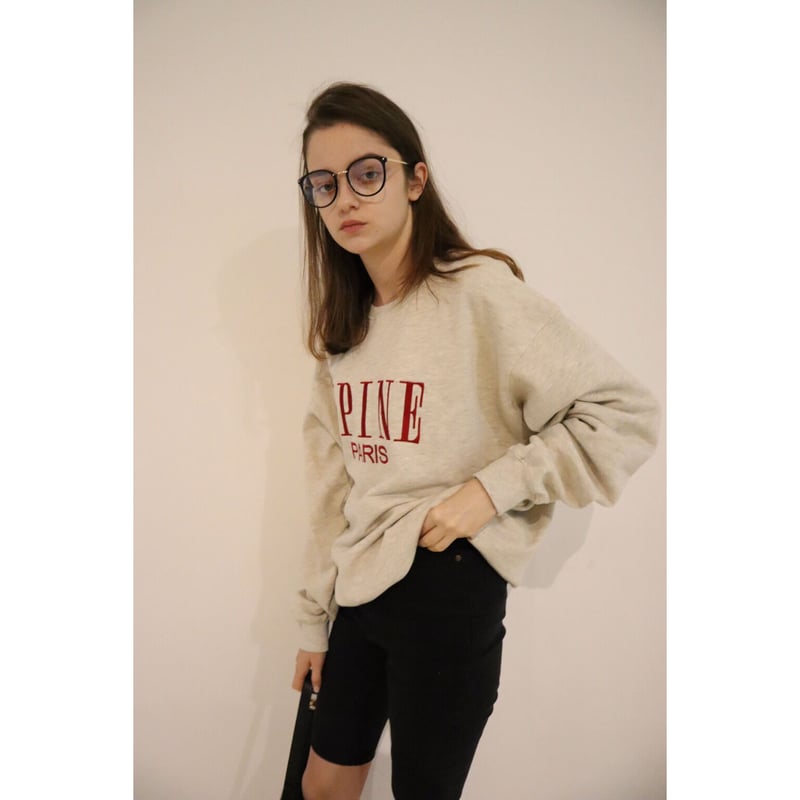 ÉPINE PARIS embroidery sweat gray×white ÉPINE PARIS sweat ÉPINE