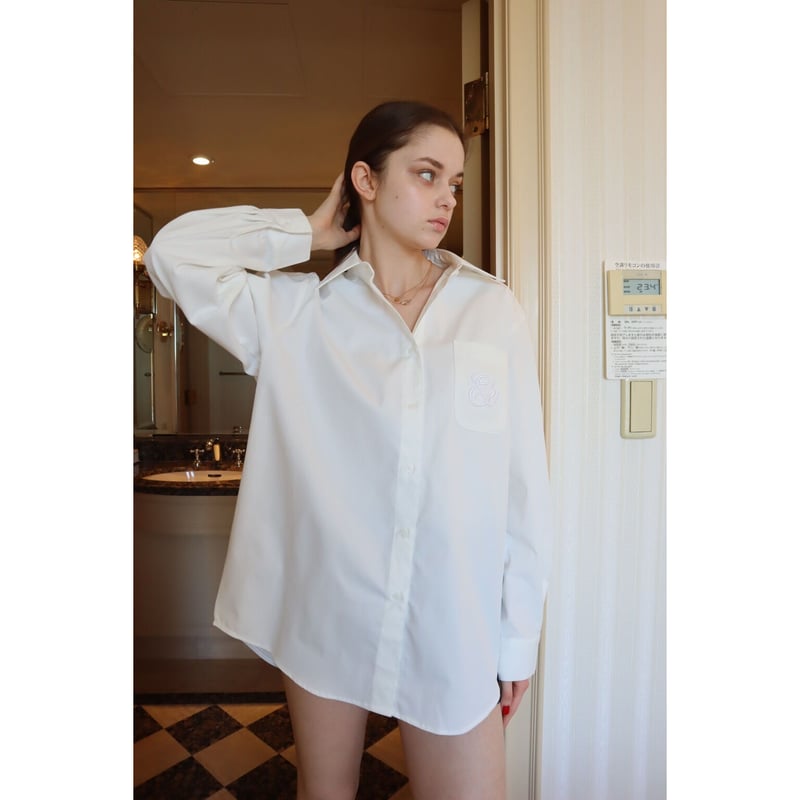 epine Éé embroidery big long tee white Eé embroidery big long tee baby pink | épine