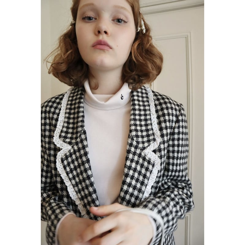 lace check knit jacket | épine