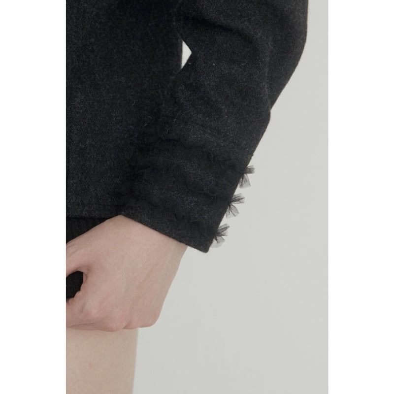 ÉPINE PARIS tulle wool blouse nuance black | épine