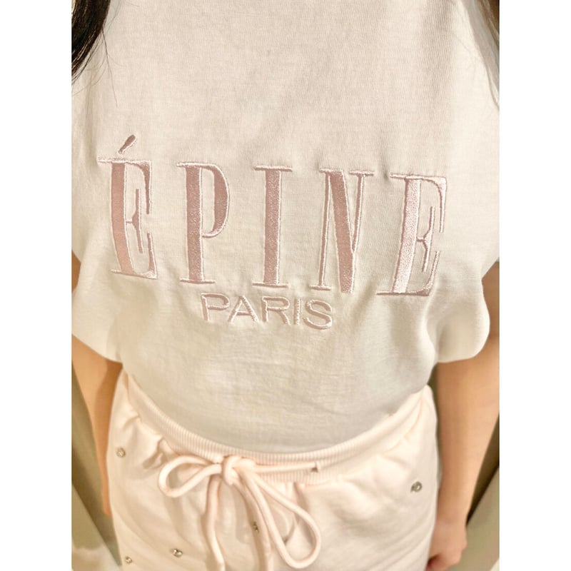 ÉPINE PARIS embroidery tee white×baby pink | épine ÉPINE PARIS embroidery tee white×baby pink | épine