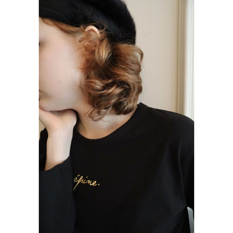 épine embroidery gold logo long tee black | épine