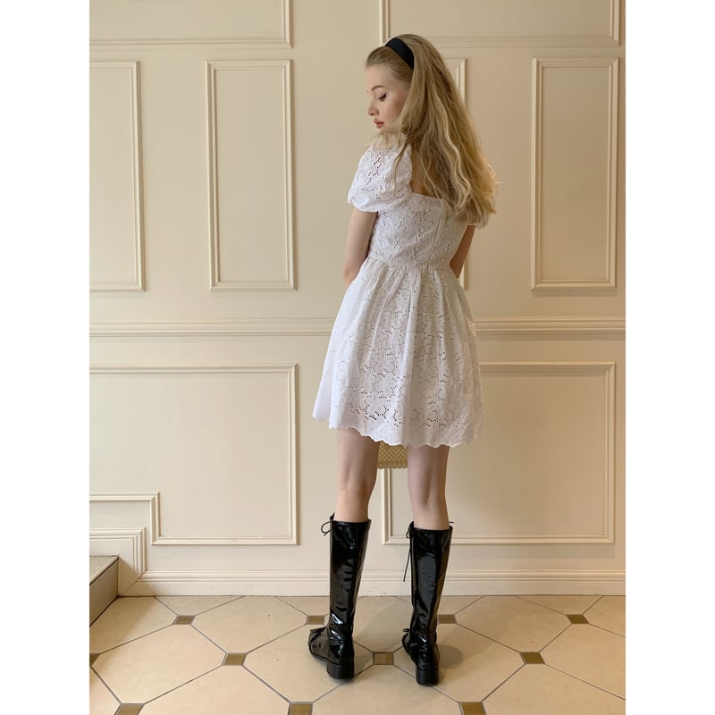 puff sleeve flower lace onepiece | épine puff sleeve flower lace onepiece | épine