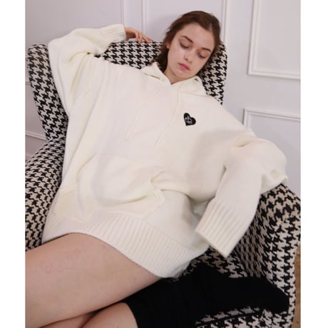 ♡ Eé knit hoodie off white