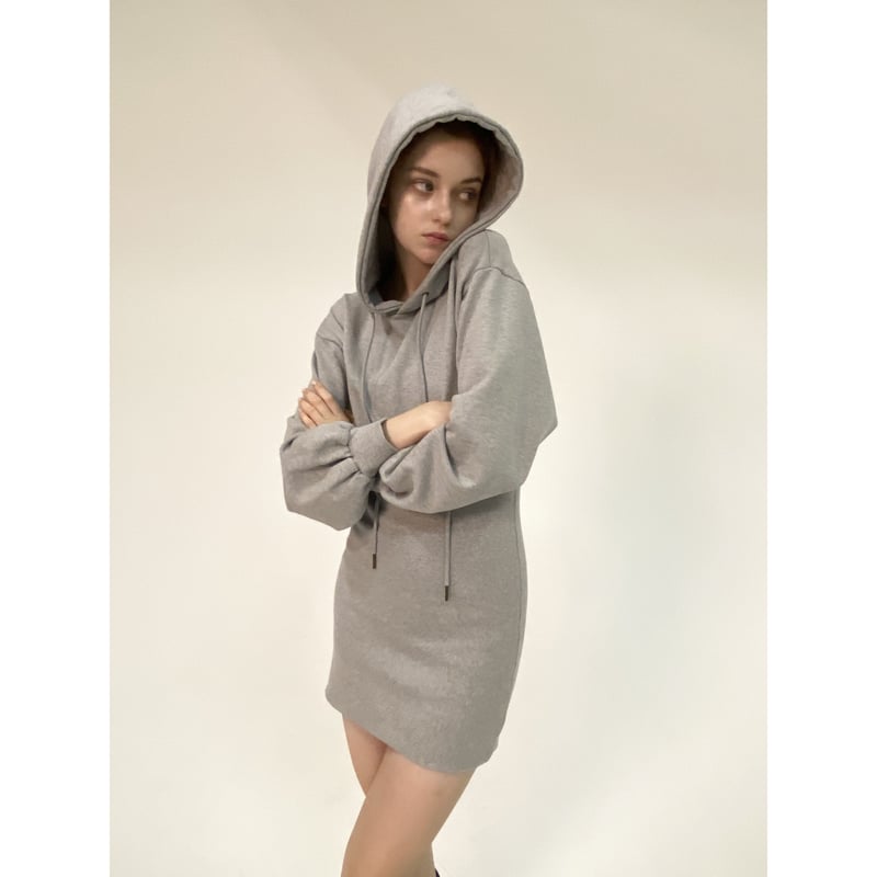 Eé embroidery hoodie onepiece gray | épine