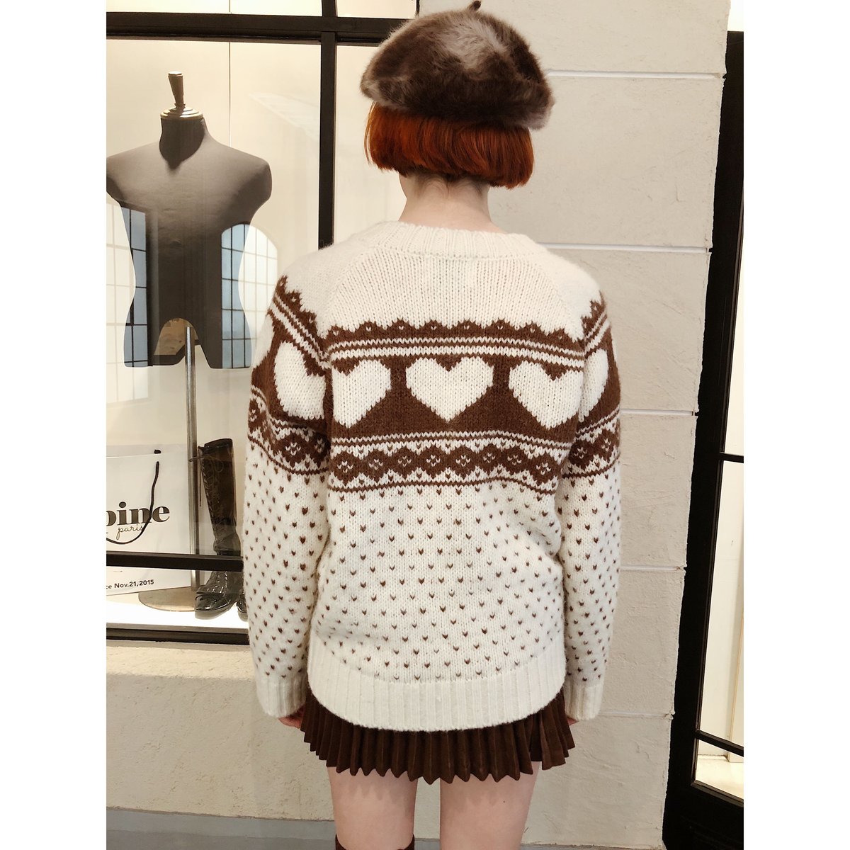 Nordic heart wool knit ivory | épine