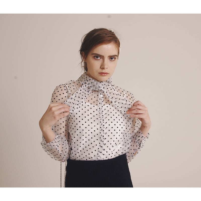 see-through dot blouse white | épine