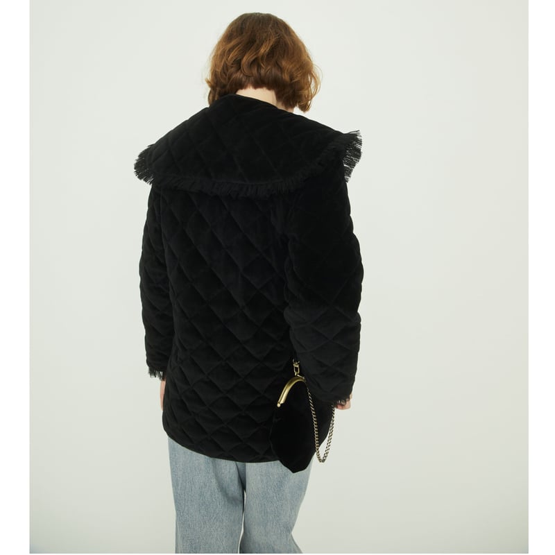 collar 2way tulle piping quilting down coat vel