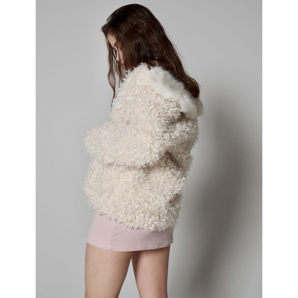 poodle collar fur coat ivory | épine