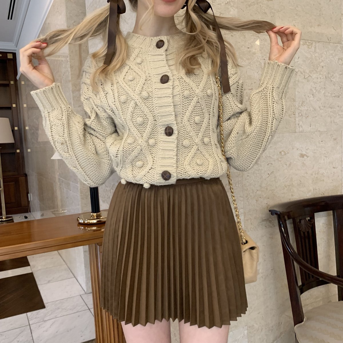 日用品の卸・仕入れ アパルトモン Pleats Skirt《ﾌﾟﾘｰﾂ ｽｶｰﾄ》ブラウン