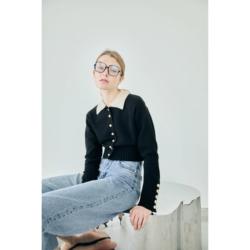 gold button cardigan | épine