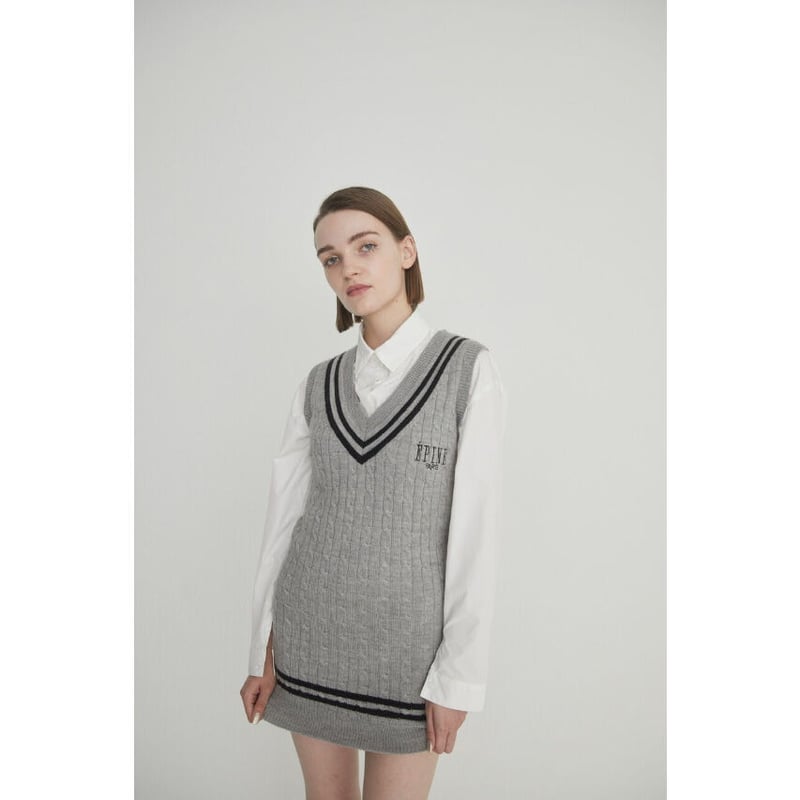 ÉPINE PARIS line cable knit vest onepiece（2colo...