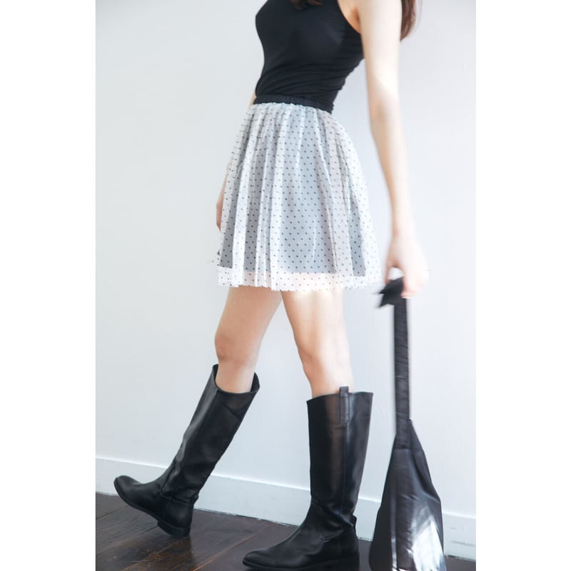 tulle mini skirt black×white dot | épine tulle mini skirt black×white dot | épine