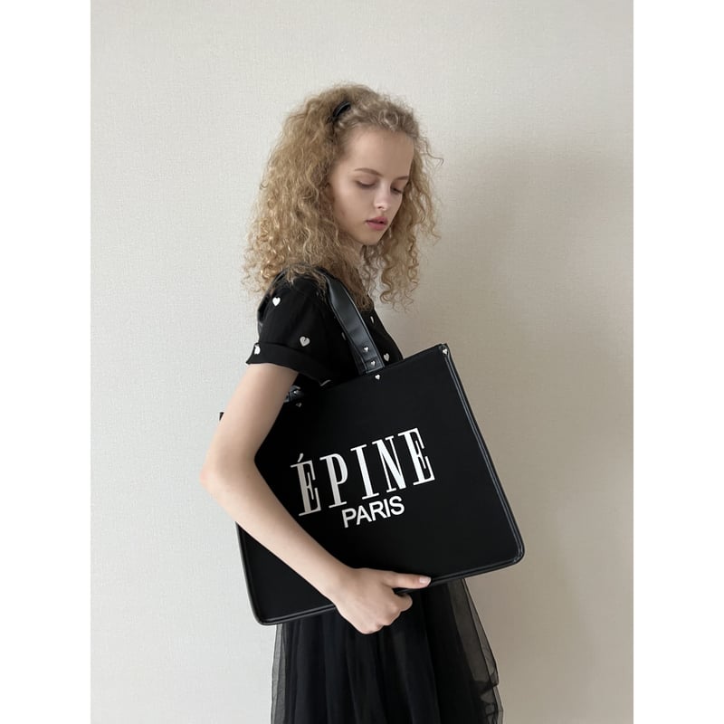 ÉPINE PARIS piping heart studs bag black