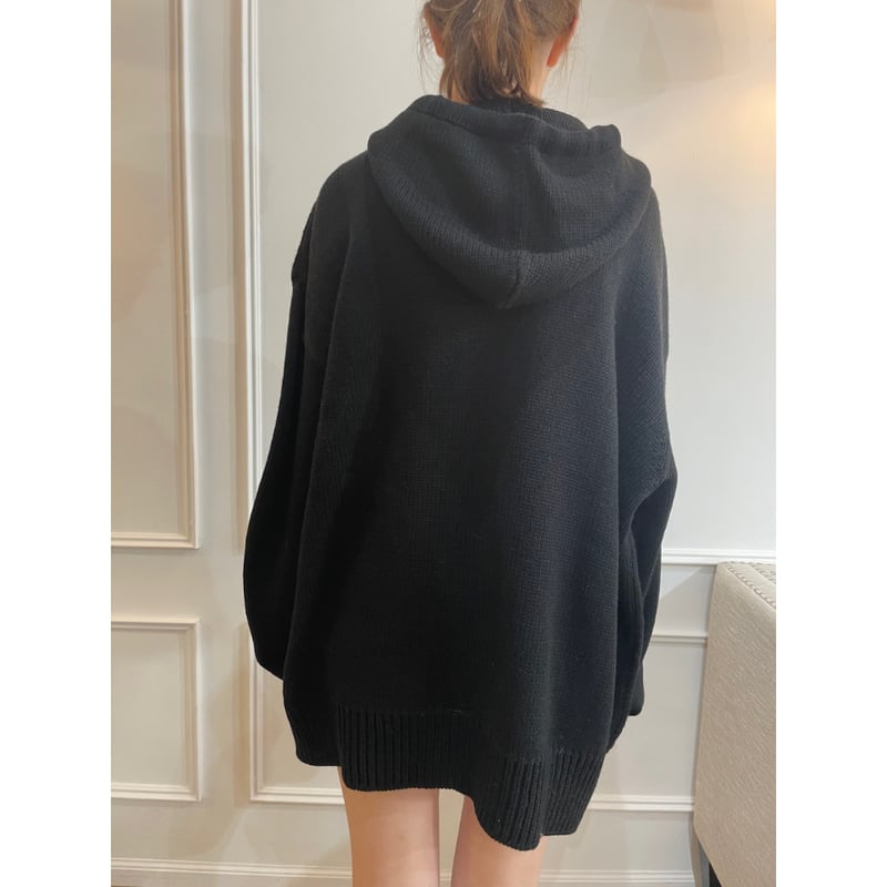 ♡ Eé knit hoodie black | épine ♡ Eé knit hoodie black | épine