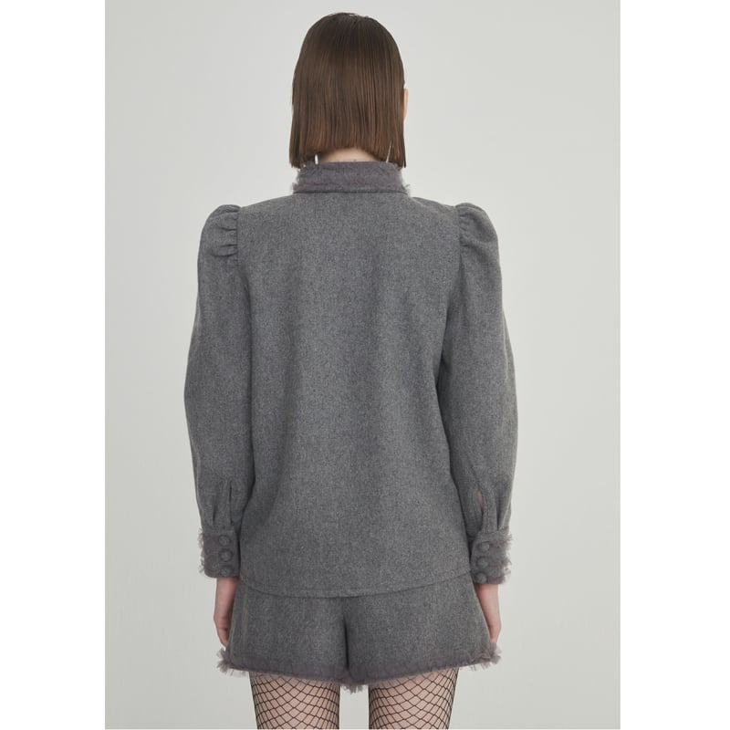 ÉPINE PARIS tulle wool blouse romance gray | épine