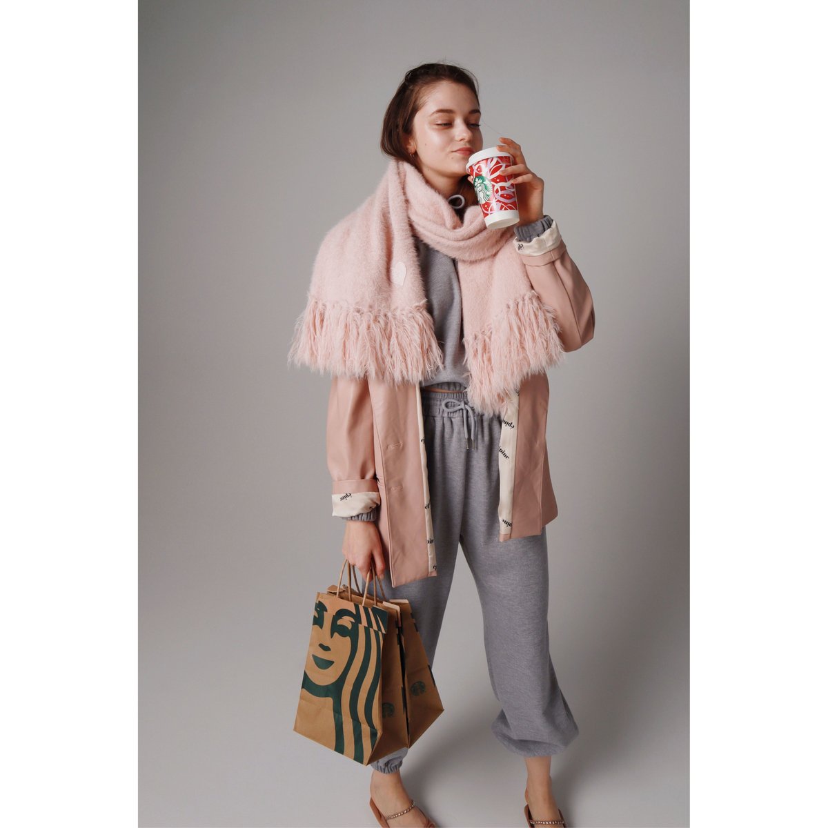 ♡Éé mohair fringe muffler pink | épine ♡Éé mohair fringe muffler pink | épine