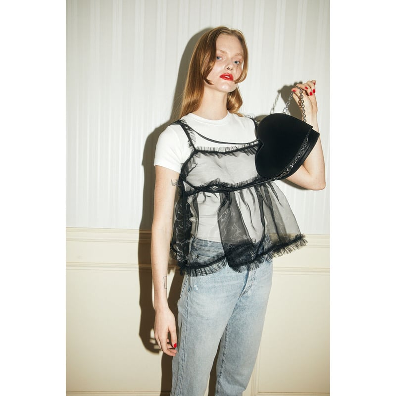 frill organdy bustier black