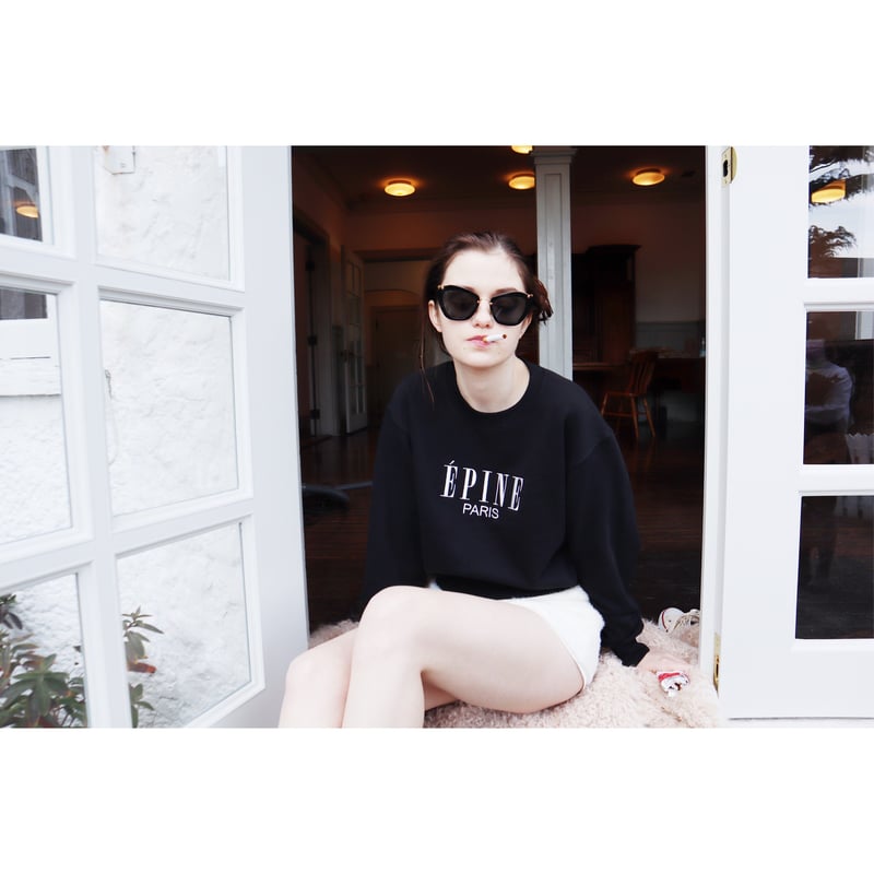 ÉPINE PARIS embroidery sweat black×white | épine ÉPINE PARIS embroidery sweat black×white | épine