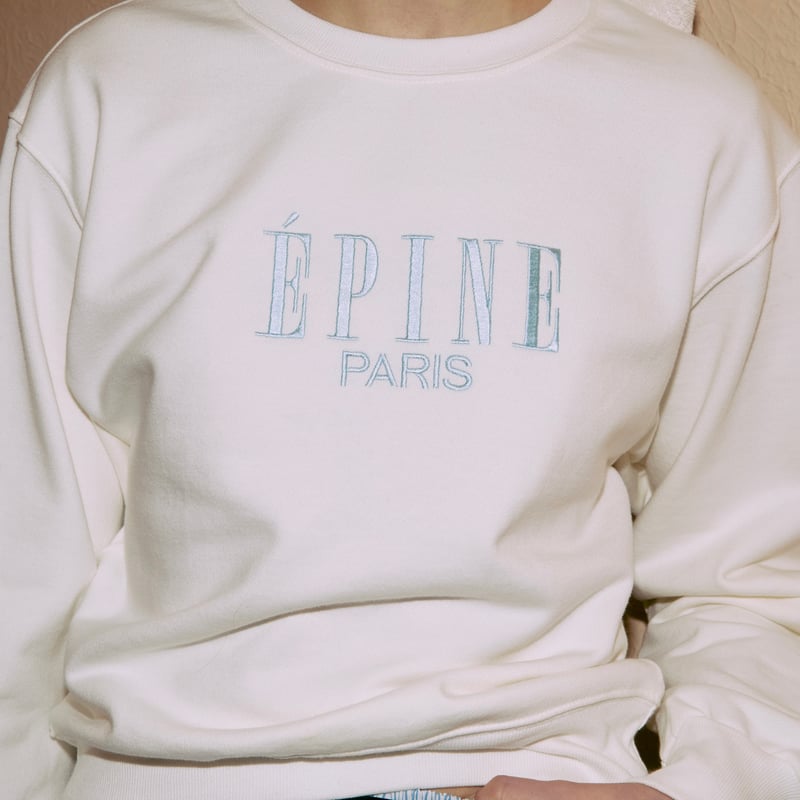 ÉPINE PARIS embroidery sweat white×iceblue | épine ÉPINE PARIS embroidery sweat white×iceblue | épine