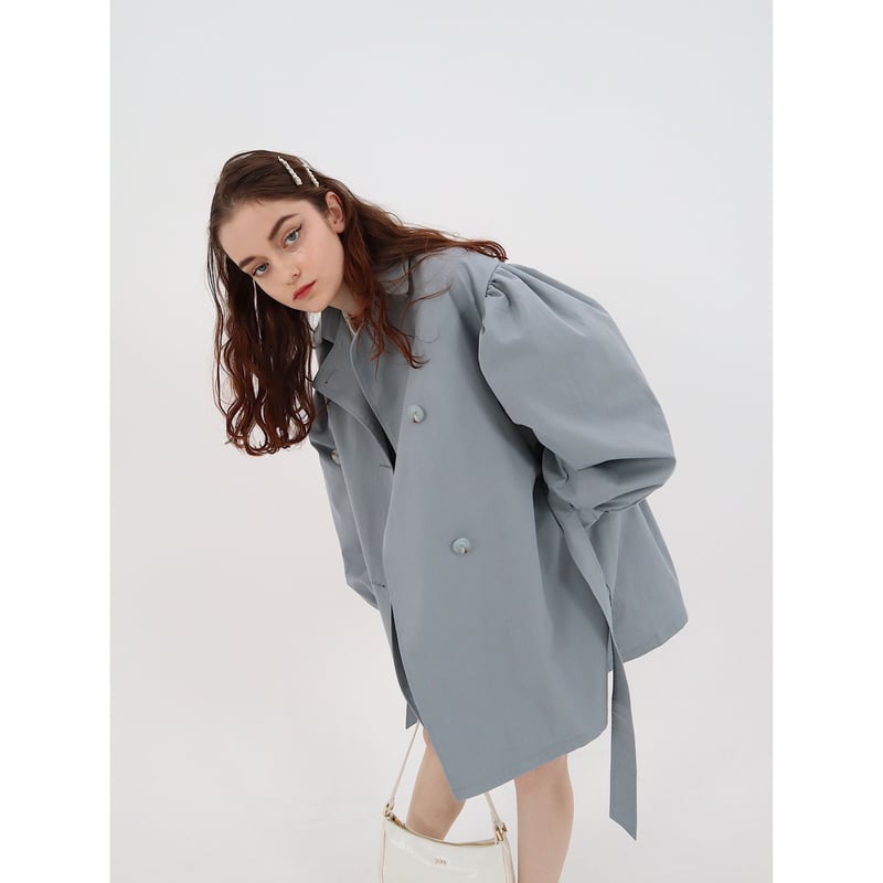 arm volume mini trench coat ice blue | épine