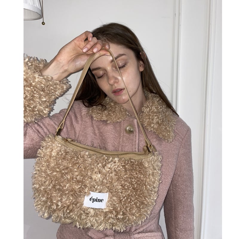 épine label poodle fur bag beige | épine