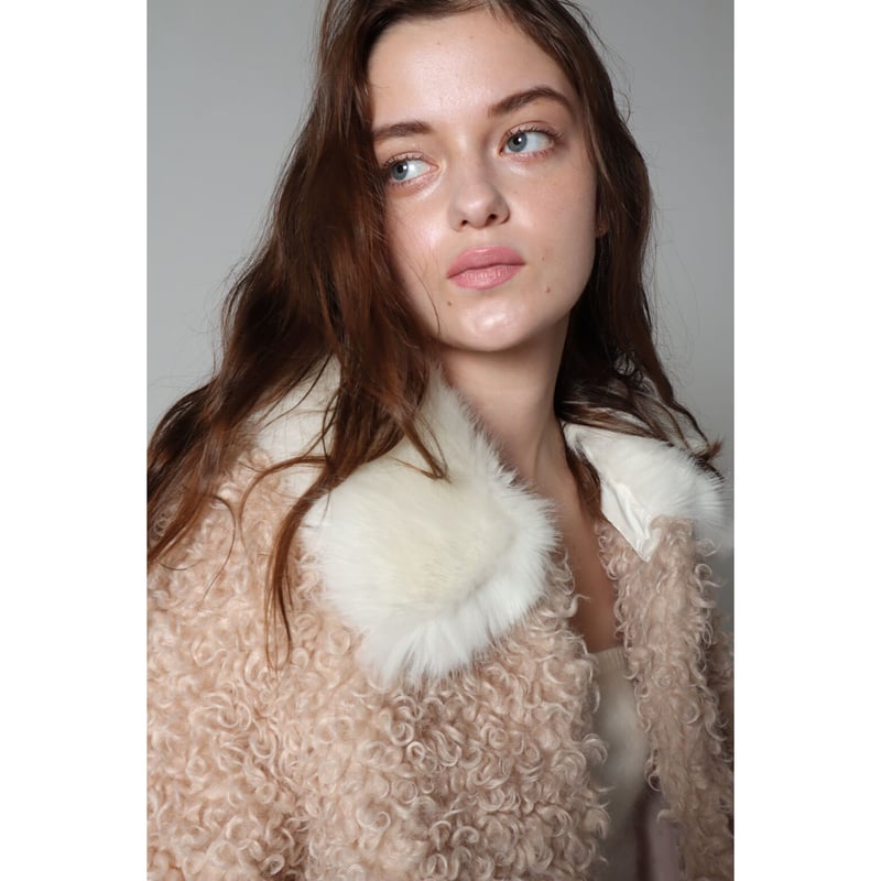 epine プードルチェックコート poodle fur coat pink check | épine
