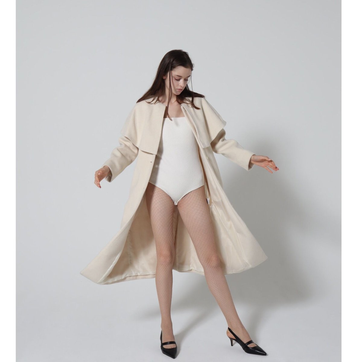 Eaphi high neck 水っぽ wool cape coat ケープコート 