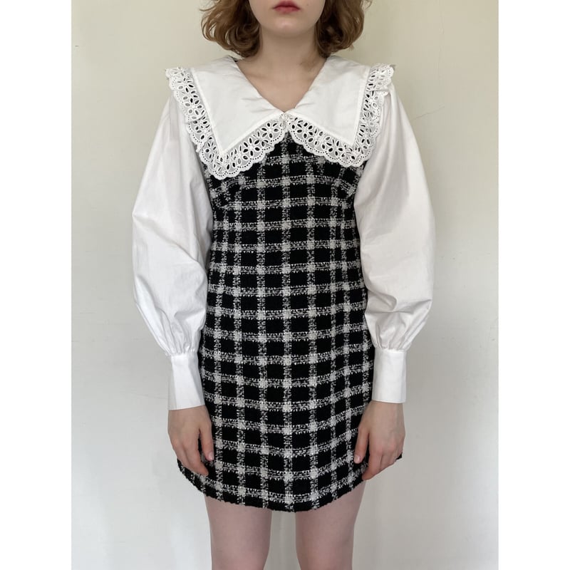 epine  エピヌ　ワンピース　arm volume lace collar