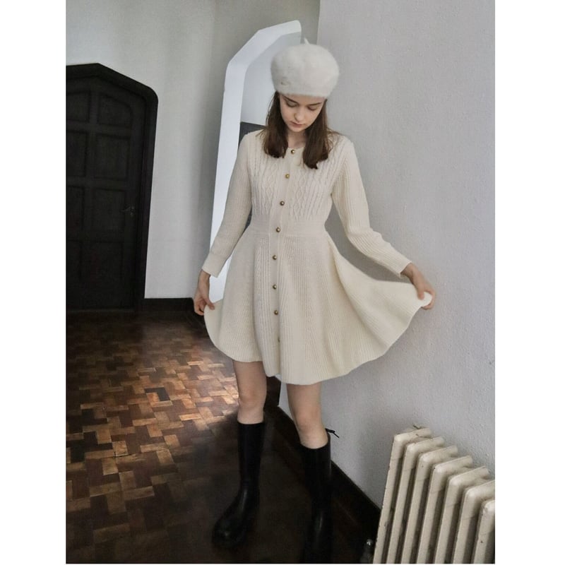 é button cable knit onepiece ivory | épine é button cable knit onepiece ivory | épine