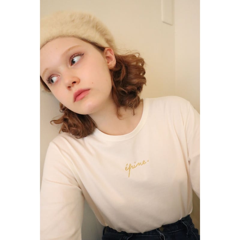 épine embroidery gold logo long tee off white |