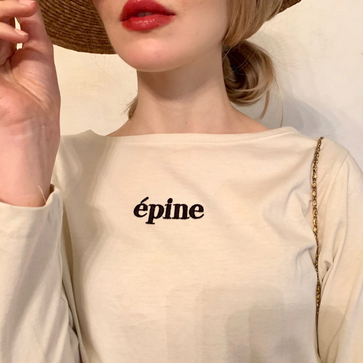 épine embroidery long tee ivory | épine