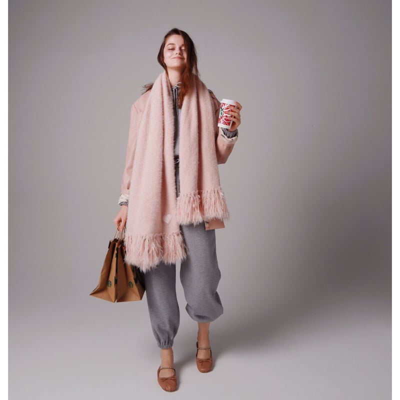 ♡Éé mohair fringe muffler pink | épine ♡Éé mohair fringe muffler pink | épine
