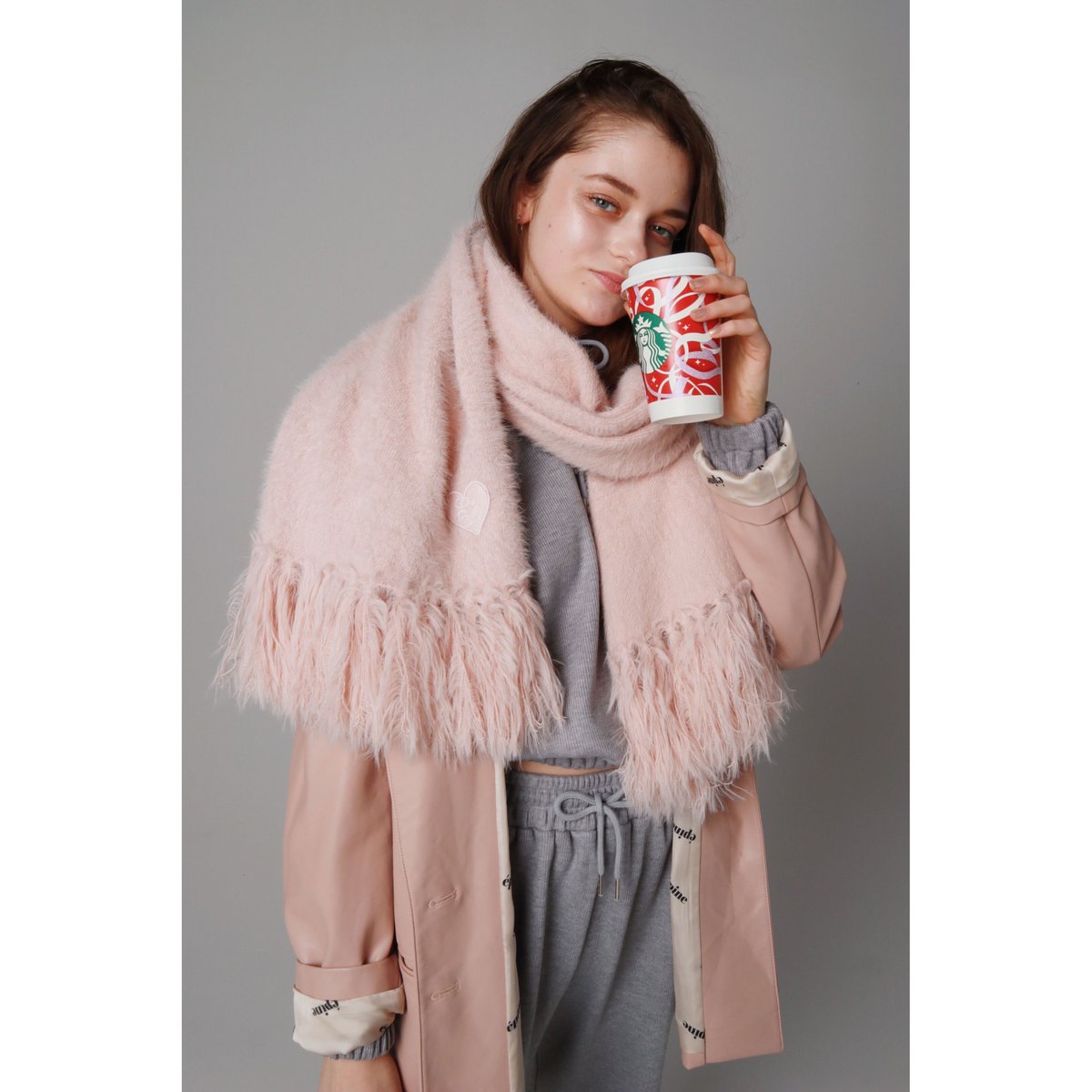 ♡Éé mohair fringe muffler pink | épine ♡Éé mohair fringe muffler pink | épine