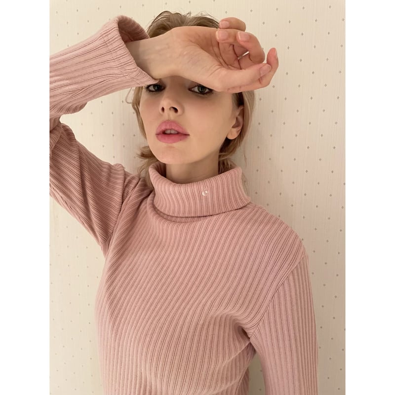 epine ❤︎ rib knit high neck pink