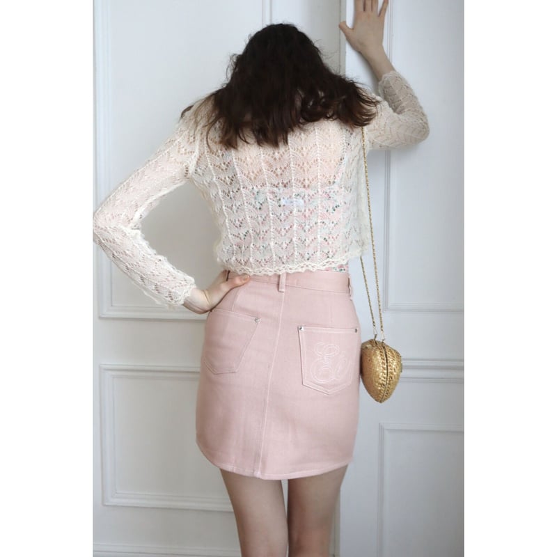 Eé denim mini skirt baby pink | épine