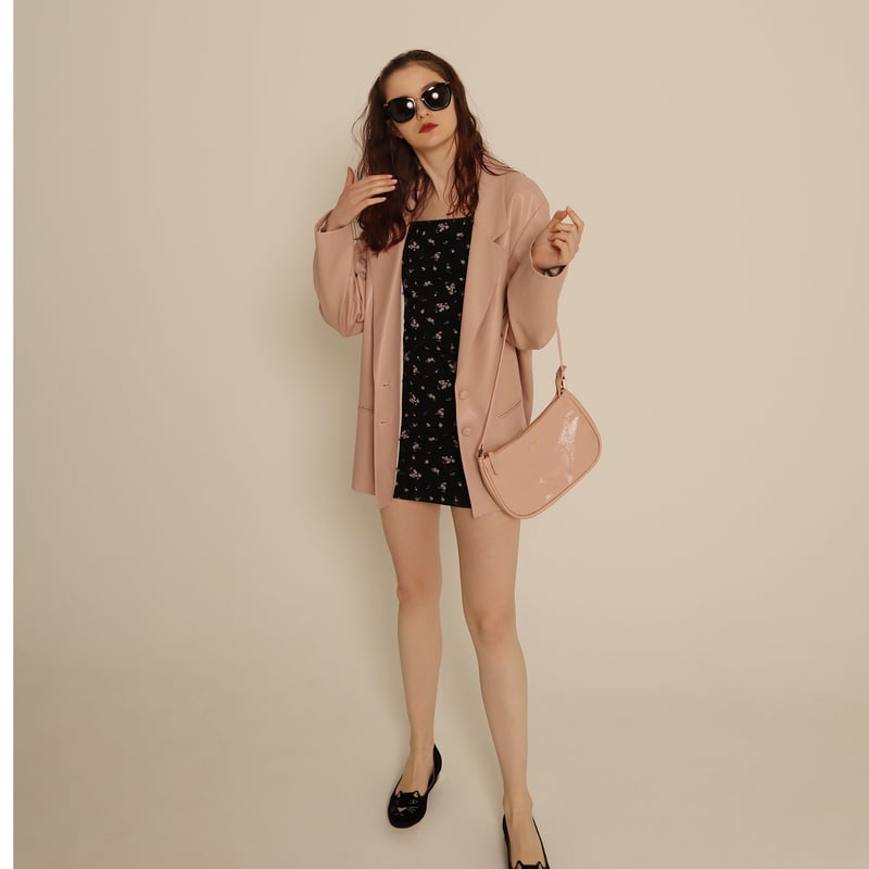 épine gold logo half moon bag pink | épine 