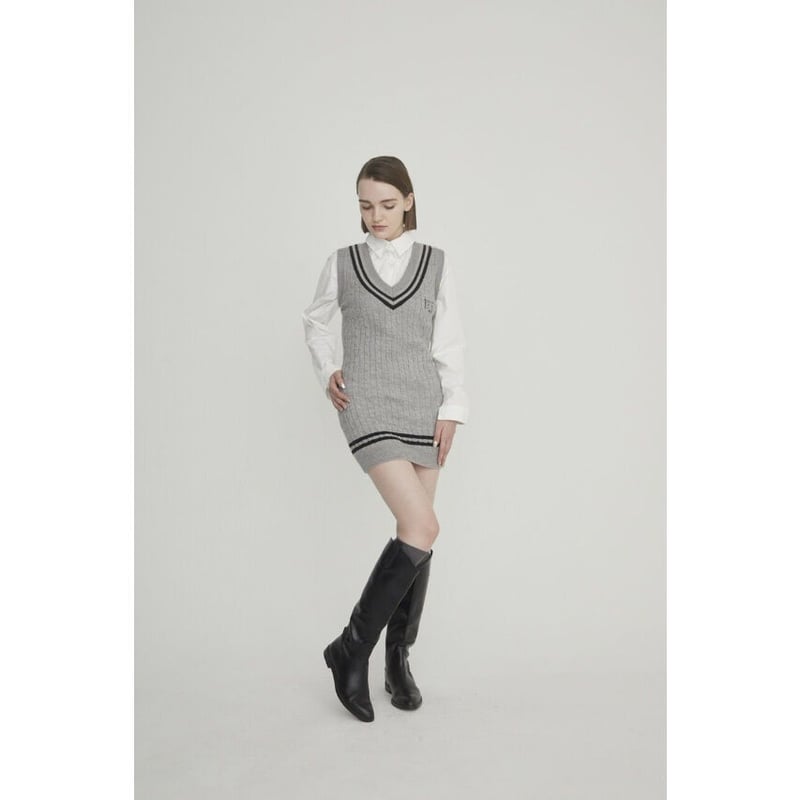 ÉPINE PARIS line cable knit vest onepiece（2colo...