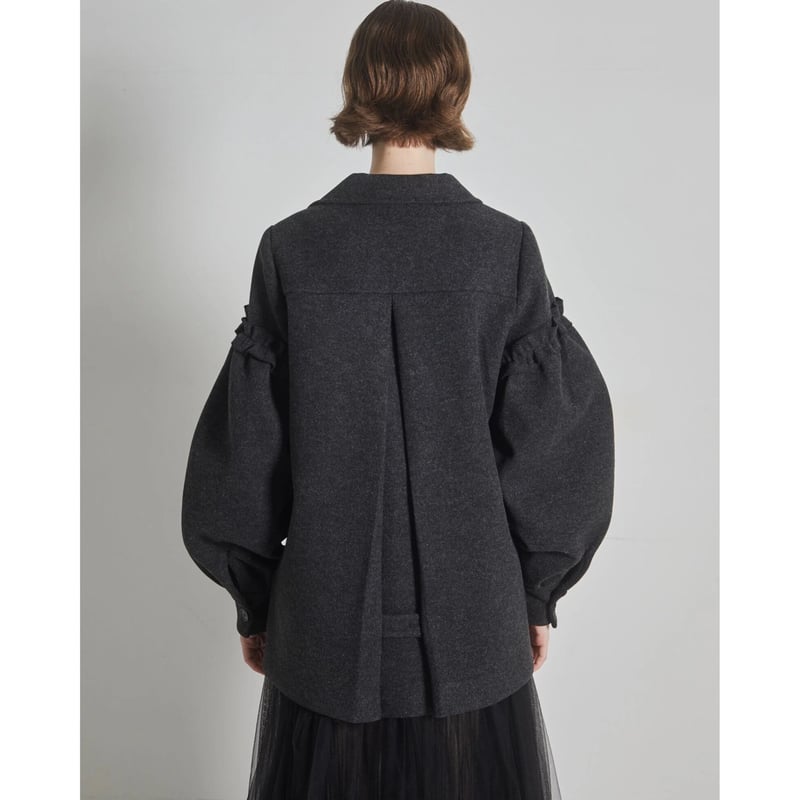 volume wool tailored coat charcoal gray | épine